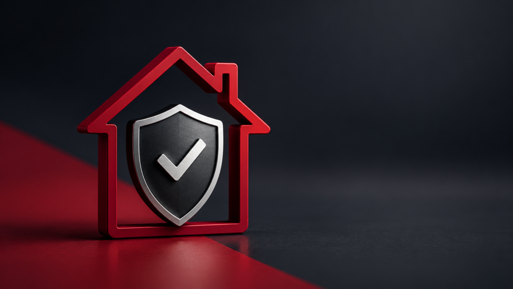 A shield inside a home illustrating mortgage protection.
