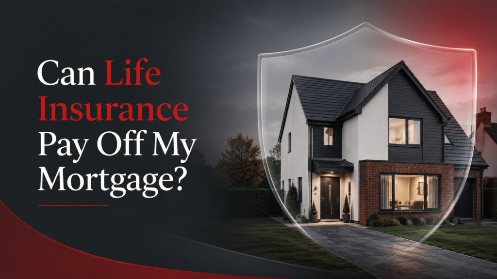 Modern British home protected by a subtle shield, representing life insurance, mortgage protection, and financial security for UK homeowners.
